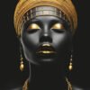 Femme Africaine Noir et Doré – Ensemble de Cadres Décoratifs en Cristal 50 x 70 cm