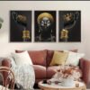 Femme Africaine Noir et Doré – Ensemble de Cadres Décoratifs en Cristal 50 x 70 cm