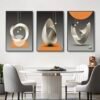 Ensemble de 3 Cadres Décoratifs Abstraits Modernes – 50 x 70 cm – Cadre Doré ou Noir