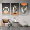 Ensemble de 3 Cadres Décoratifs Abstraits Modernes – 50 x 70 cm – Cadre Doré ou Noir