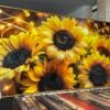 Tournesols Lumineux – Art Mural en Cristal Porcelaine Effet Diamant 60 x 120 cm
