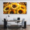 Tournesols Lumineux – Art Mural en Cristal Porcelaine Effet Diamant 60 x 120 cm