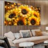 Tournesols Lumineux – Art Mural en Cristal Porcelaine Effet Diamant 60 x 120 cm