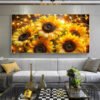 Tournesols Lumineux – Art Mural en Cristal Porcelaine Effet Diamant 60 x 120 cm