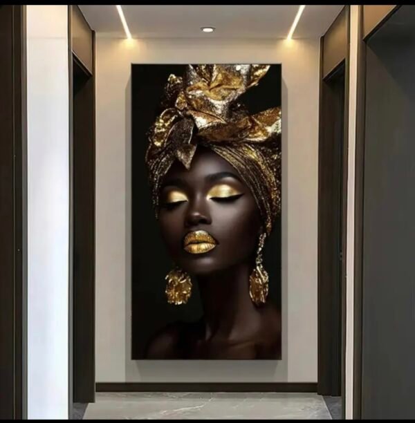 Cadre Décoratif Femme Africaine Élégance Royale – 60 x 120 cm