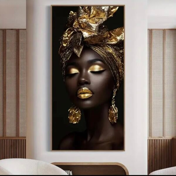 Cadre Décoratif Femme Africaine Élégance Royale – 60 x 120 cm