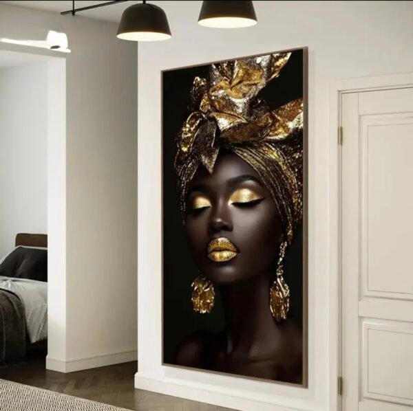 Cadre Décoratif Femme Africaine Élégance Royale – 60 x 120 cm