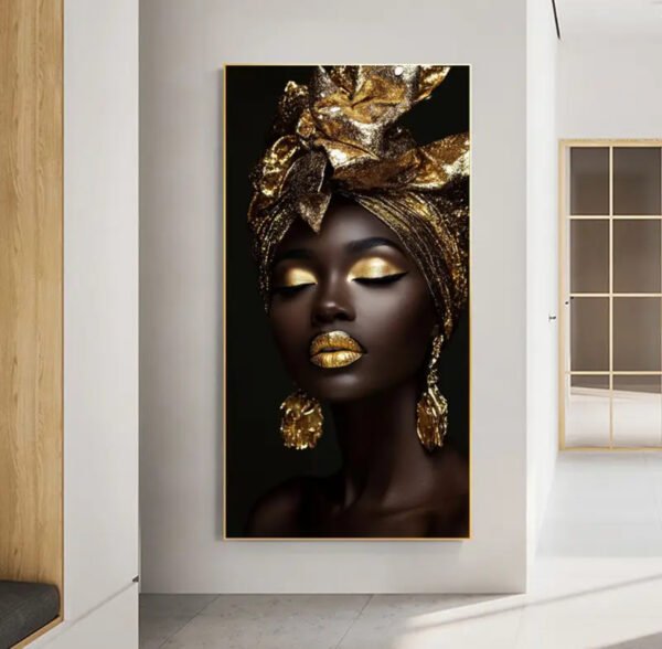 Cadre Décoratif Femme Africaine Élégance Royale – 60 x 120 cm