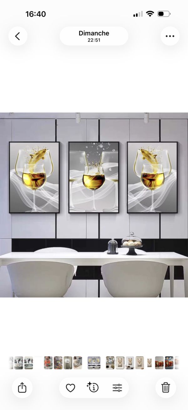 3 pieces art mural cadre décoration en Cristal porcelaine en diamant 50x70 cm