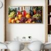 Cadre Décoratif Cuisine Fruits et Boissons – 60 x 120 cm – Cadre Noir