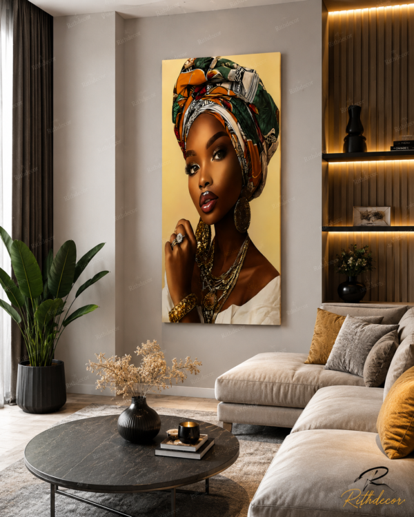 Manifique Tableau Decoratif Femme Africaine -Toile Canevas 60x120 cm