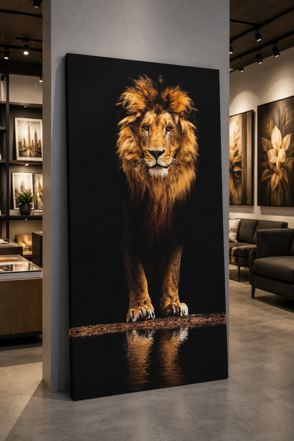 0CF70632-E7BA-4A43-92BD-E77983989FA6 Lion Majestueux – Tableau Décoratif sur Toile | Canvas Wall Art Moderne | Noir et Or | 60 × 120 cm | RithDecor