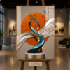 1 Pcs Tableau mural moderne en cristal porcelaine – Sculpture abstraite de luxe avec cadre noir ou champagne brossé