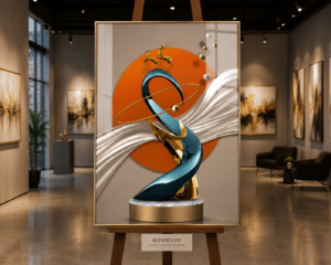 0D4DD0DC-65E8-4461-9B25-8ECE6C4CD41B 1 Pcs Tableau mural moderne en cristal porcelaine – Sculpture abstraite de luxe avec cadre noir ou champagne brossé