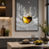 Art Mural Moderne en Cristal Porcelaine – Verres Élégants | Cadre Noir et Doré | 50 × 70 cm