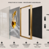 Art Mural Moderne en Cristal Porcelaine – Verres Élégants | Cadre Noir et Doré | 50 × 70 cm