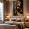 1A138E3A-8B21-4F8D-8440-FABEE2CA2888 Art mural 1 pièce – Femme Africaine Élégante | Cadre en Cristal Porcelaine | Cadre Noir | Décoration Murale Moderne | 50 × 70 cm | Rithdecor