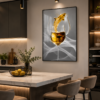 Art Mural Moderne en Cristal Porcelaine – Verres Élégants | Cadre Noir et Doré | 50 × 70 cm