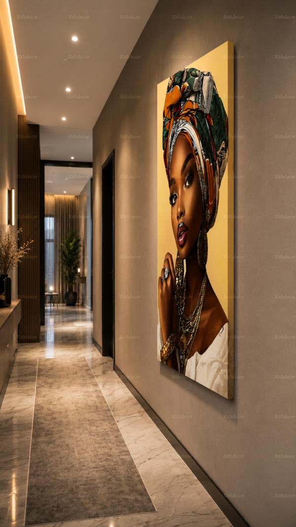 Manifique Tableau Decoratif Femme Africaine -Toile Canevas 60x120 cm