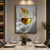 Art Mural Moderne en Cristal Porcelaine – Verres Élégants | Cadre Noir et Doré | 50 × 70 cm
