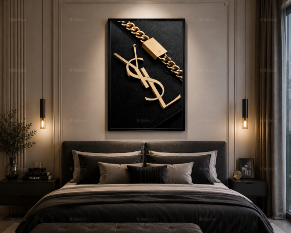 1 PCS  Art Éméral – Inspiration Yves Saint Laurent – Cadre Décoratif en Cristal Porcelaine 50 × 70 cm – Art Mural Luxe