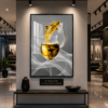 Art Mural Moderne en Cristal Porcelaine – Verres Élégants | Cadre Noir et Doré | 50 × 70 cm