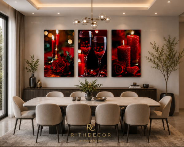 2DAA996B-7063-449F-A257-4E1CA06B2ECE Ensemble de 3 Tableaux Toile Canvas – Ambiance Romantique Rouge | Décoration Murale Moderne – 50 × 70 cm