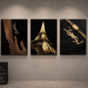 41E2F8C3-D09C-46CF-A5DB-CA484865684B Élégance Parisienne – Ensemble de 3 Tableaux Décoratifs sur Toile | Style Luxe Noir & Or | 18 × 24 pouces | RithDecor