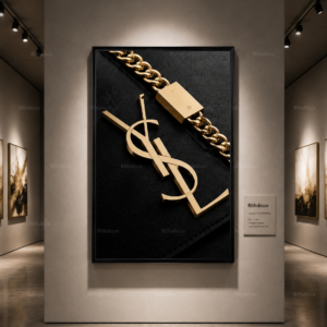 1 PCS  Art Éméral – Inspiration Yves Saint Laurent – Cadre Décoratif en Cristal Porcelaine 50 × 70 cm – Art Mural Luxe