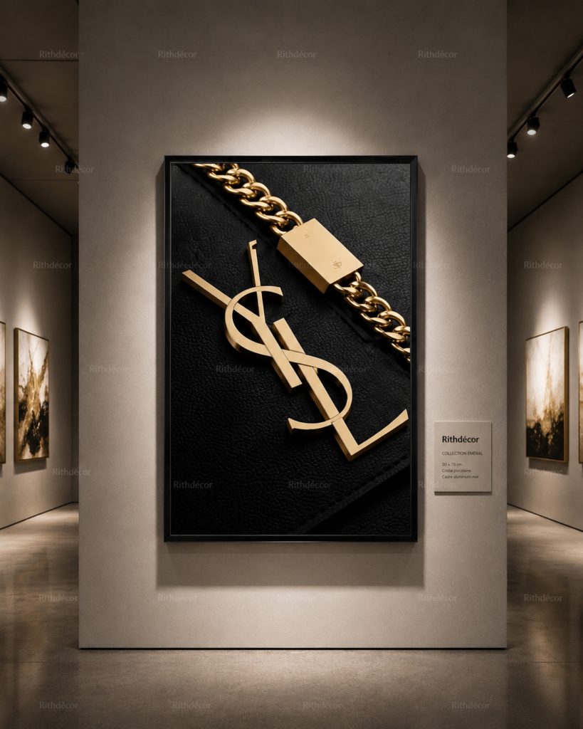 1 PCS  Art Éméral – Inspiration Yves Saint Laurent – Cadre Décoratif en Cristal Porcelaine 50 × 70 cm – Art Mural Luxe