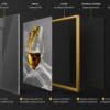 Art Mural Moderne en Cristal Porcelaine – Verres Élégants | Cadre Noir et Doré | 50 × 70 cm