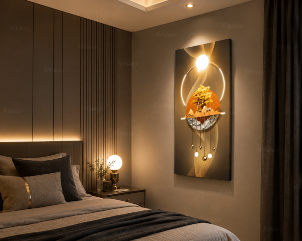 4577C4FA-32AF-4F67-B900-7D82B31E82F6 Tableau Décoratif Moderne Arbre Doré & Cerfs – Art Mural Vertical | Cadre Canva | 60 × 120 cm | RithDecor