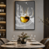 Art Mural Moderne en Cristal Porcelaine – Verres Élégants | Cadre Noir et Doré | 50 × 70 cm