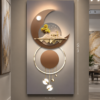4CF35B94-F2E0-4C23-AB1B-2F68F22FBFED Tableau mural contemporain « Équilibre Lunaire » – Art mural 3D beige, brun et or – Toile décorative de luxe