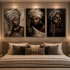 4D3BAF42-CCAB-4712-9DF6-0849851CF8CF Ensemble de 3 tableaux sur toile – Femmes africaines élégantes – 18 × 24 pouces