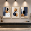 Ensemble de 3 Tableaux Abstraits Modernes – Cadre Aluminium Or Champagne – Cristal Porcelaine Effet Diamant – 50 × 70 cm