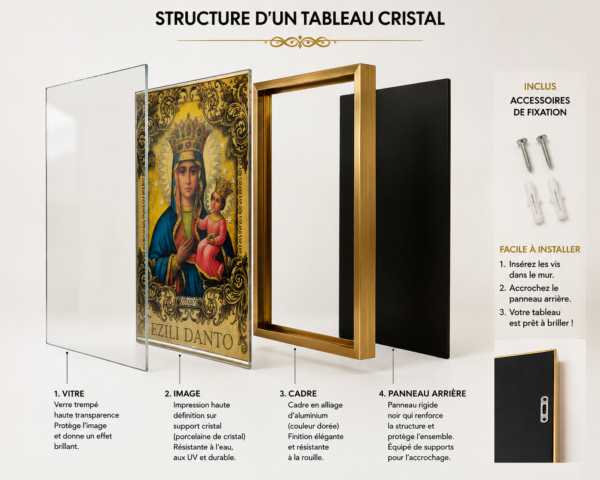 1 PCS Cadre de décoration Ezili Danto – 45 × 60 cm – Tableau Cristal Haute Définition