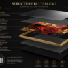 Ensemble de 3 Tableaux Muraux Luxe en Cristal Porcelaine – Roses Rouges & Feuilles Dorées – Cadres 50 × 70 cm – Décoration Élégante pour Intérieur | Rithdecor