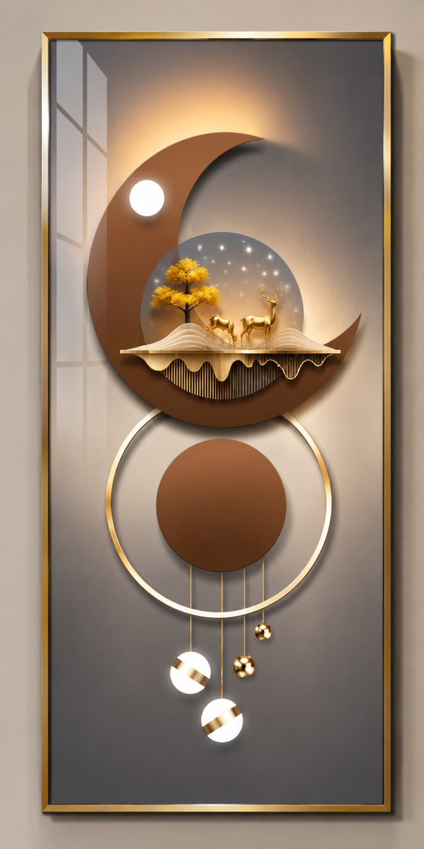 6EDB6972-8FA1-485E-B35C-B4DEB4F31484 Tableau mural contemporain HD – Cristal porcelaine – Cadre aluminium or champagne brossé – 60 × 120 cm