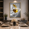 Art Mural Moderne en Cristal Porcelaine – Verres Élégants | Cadre Noir et Doré | 50 × 70 cm