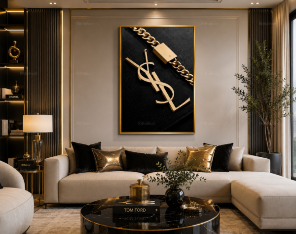 1 PCS  Art Éméral – Inspiration Yves Saint Laurent – Cadre Décoratif en Cristal Porcelaine 50 × 70 cm – Art Mural Luxe