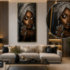 71AEE62E-9363-43F1-B48B-17CACE09DDC5 Art mural 1 pièce sur toile (Canvas) – Portrait Femme Élégante Noir & Argent | Décoration Murale Moderne | Tableau Vertical 60 × 120cm | Rithdecor