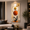 Tableau Abstrait Moderne 3D Beige et Or – Toile Murale Verticale 60 × 120 cm – Décoration de Salon de Luxe