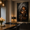 777BAB80-7BB0-4AA7-A8FB-4444396D00A0 Art mural 1 pièce – Portrait Femme Élégante Noir & Or | Tableau en Cristal Porcelaine | Décoration Murale de Luxe | 60 × 120 cm | Rithdecor