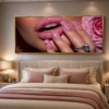 Art mural Rose Glamour – Tableau sur Toile (Canvas) | Lèvres Roses & Manucure Luxe | Décoration Murale Moderne | 60 × 120 cm | Rithdecor