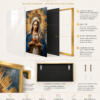 La Vierge Marie au Cœur Immaculé – Cadre Décoration Religieuse de Luxe – Art Sacré – Cadre Cristal Porcelaine en Diamant – 50 × 70 cm – Encadrement Doré