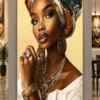 Manifique Tableau Decoratif Femme Africaine -Toile Canevas 60x120 cm