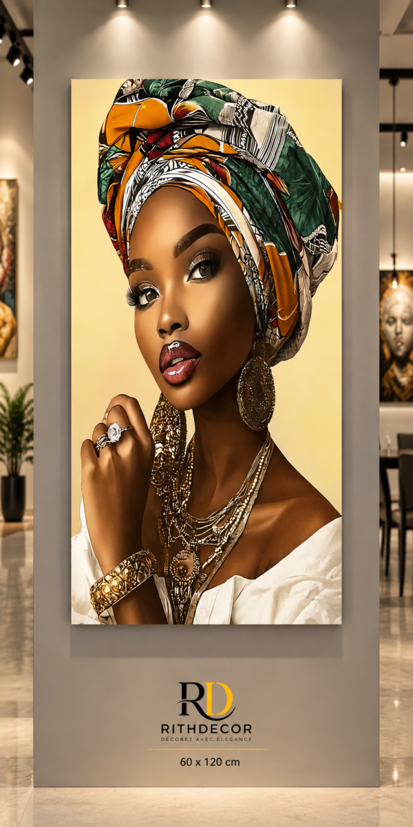 Manifique Tableau Decoratif Femme Africaine -Toile Canevas 60x120 cm