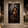 8C65D1DB-6613-4812-8E65-FFAD09B12CA1 Art mural 1 pièce – Portrait Femme Élégante Noir & Or | Tableau en Cristal Porcelaine | Décoration Murale de Luxe | 60 × 120 cm | Rithdecor