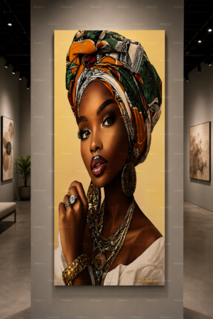 TABLEAU DECORATIF FEMME AFRICAINE-TOILE CANEVAS 60X120 CM-RITHDECOR TABLEAU DECORATIF FEMME AFRICAINE SUR TOILE CANEVAS HAUTE DEFINITION 60X120 CM-RITHDECOR